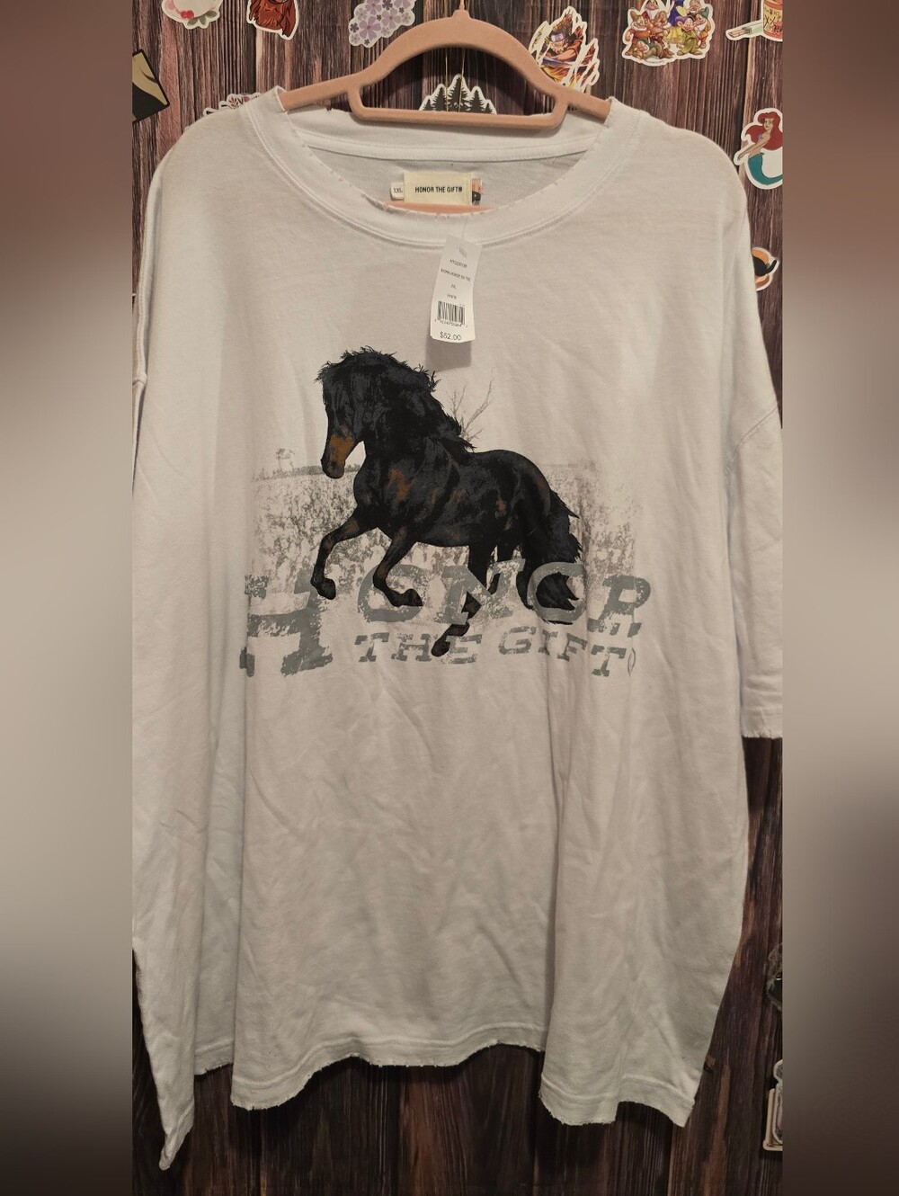 Honor The Gift White Graphic Horse Tee